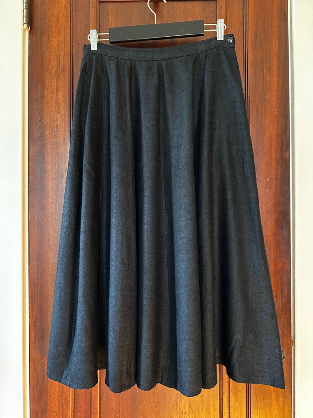 Black A-Line Midi Skirt - Classic Women's Flared Skirt